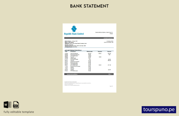 listo para imprimir plantilla de Word   extracto bancario de la República de Gra
